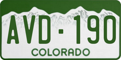 CO license plate AVD190