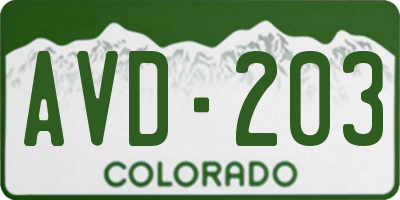 CO license plate AVD203