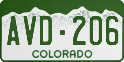 CO license plate AVD206