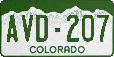 CO license plate AVD207