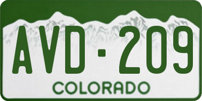 CO license plate AVD209