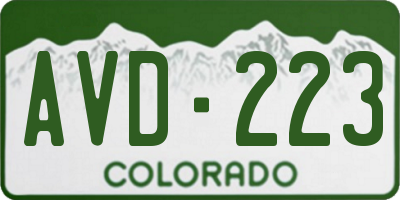 CO license plate AVD223