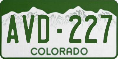 CO license plate AVD227