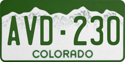 CO license plate AVD230