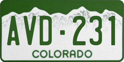 CO license plate AVD231