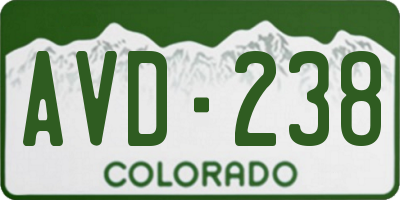 CO license plate AVD238