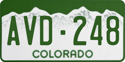 CO license plate AVD248