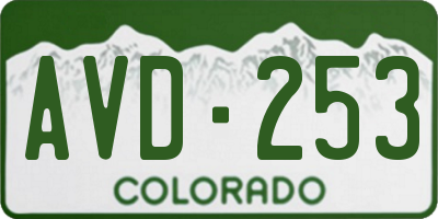 CO license plate AVD253
