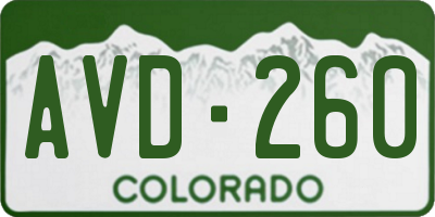 CO license plate AVD260
