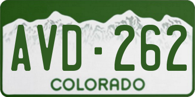 CO license plate AVD262