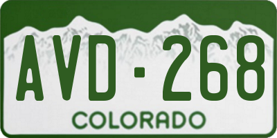 CO license plate AVD268