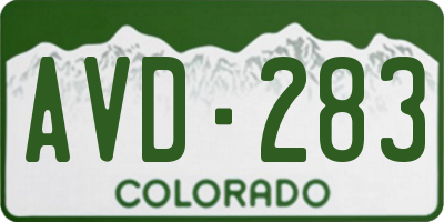 CO license plate AVD283