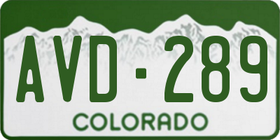CO license plate AVD289