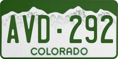 CO license plate AVD292
