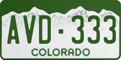 CO license plate AVD333