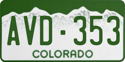 CO license plate AVD353