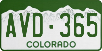 CO license plate AVD365