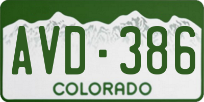 CO license plate AVD386