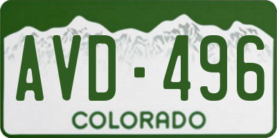 CO license plate AVD496