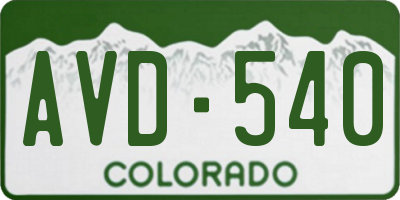 CO license plate AVD540