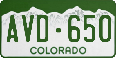 CO license plate AVD650