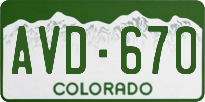 CO license plate AVD670