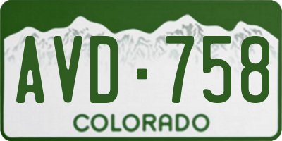 CO license plate AVD758