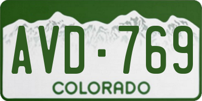 CO license plate AVD769