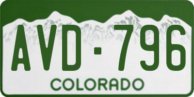 CO license plate AVD796