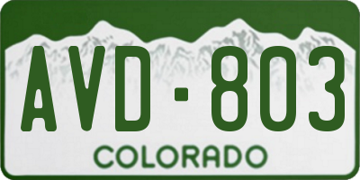 CO license plate AVD803