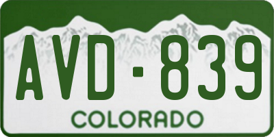 CO license plate AVD839