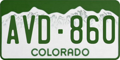 CO license plate AVD860