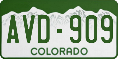CO license plate AVD909