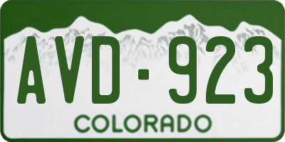 CO license plate AVD923