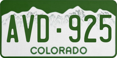 CO license plate AVD925