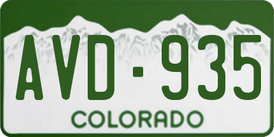 CO license plate AVD935