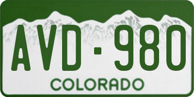 CO license plate AVD980