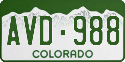 CO license plate AVD988