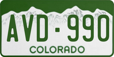 CO license plate AVD990