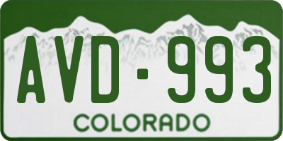 CO license plate AVD993