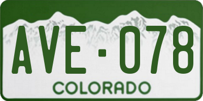 CO license plate AVE078