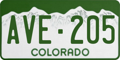 CO license plate AVE205
