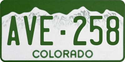 CO license plate AVE258