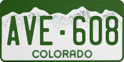 CO license plate AVE608