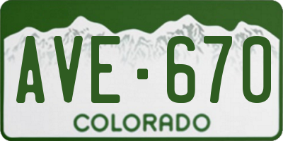 CO license plate AVE670