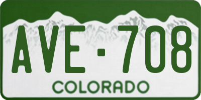 CO license plate AVE708