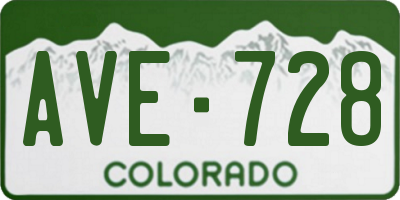 CO license plate AVE728