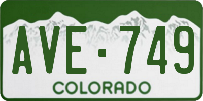 CO license plate AVE749