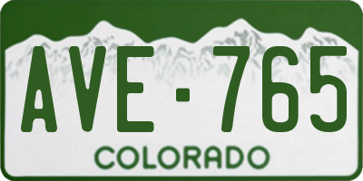 CO license plate AVE765