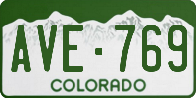 CO license plate AVE769